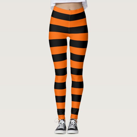 Leggings Orange/Black Stripes (Devant)
