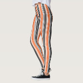Leggings Orange Black White Stripes Pattern Design  (Gauche)