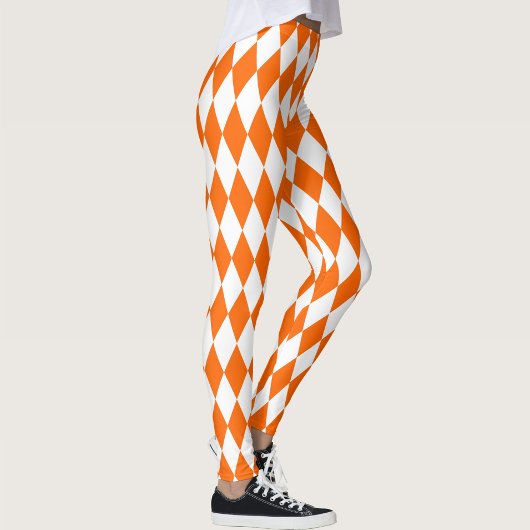 Leggings Orange blanc Arlequin Diamants Checkers Design