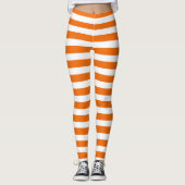 Leggings Orange & Blanc Fun Halloween Stripes (Devant)