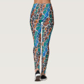Leggings Orange Bleu Turquoise Mosaïque Vitrail Glass Abstr (Dos)
