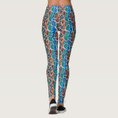 Leggings Orange Bleu Turquoise Mosaïque Vitrail Glass Abstr (Dos)