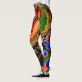 Leggings Orange, Bleu, Vert, Black Digital Fluid Art (Gauche)