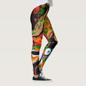 Leggings Orange, Bleu, Vert, Black Digital Fluid Art (Droite)