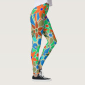 Leggings Orange Blue Mint Green Floral (Droite)