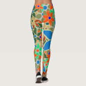 Leggings Orange Blue Mint Green Floral (Dos)