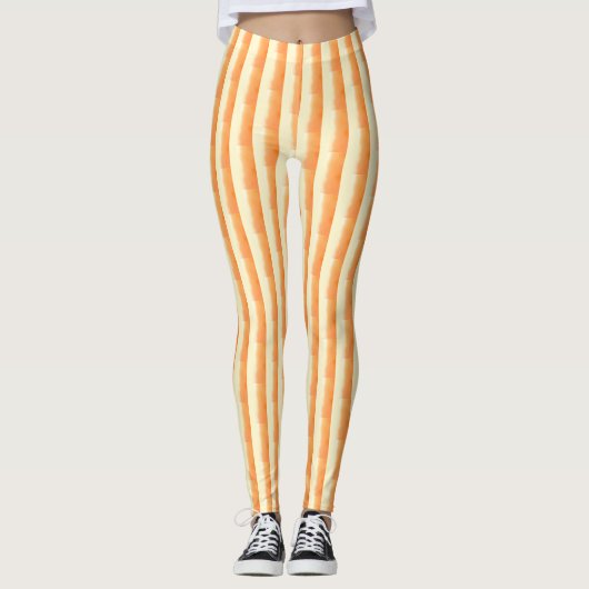 Leggings Orange Brown Brush Stroke Vertical Stripes (Devant)