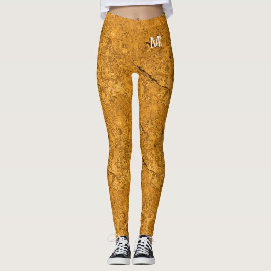 Leggings Orange Cracké Natural Rock Texture initiale person (Devant)