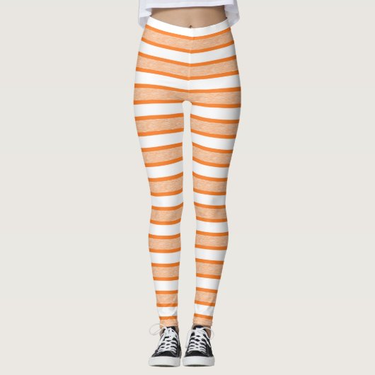 Leggings Orange de bandes encadrées (Devant)