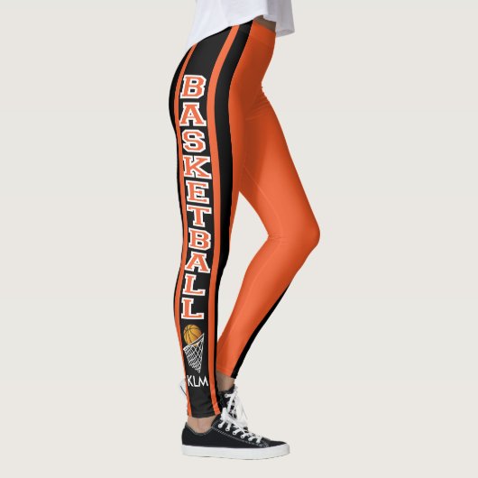 Leggings Orange de basket-ball monogramme (Droite)