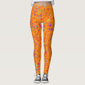 Leggings Orange Design avec Coeurs (Devant)