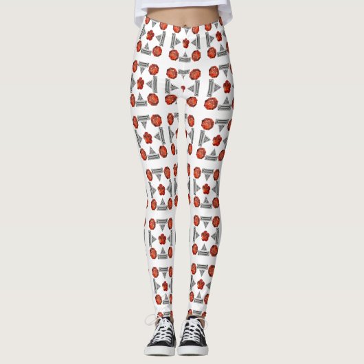 Leggings Orange Diamant Gemstone Art, Orange (Devant)