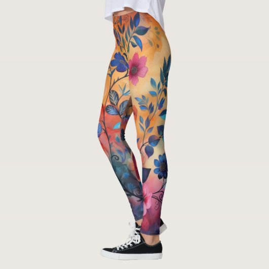 Leggings Orange et bleu Flowered (Gauche)