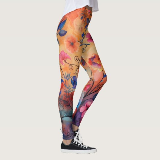 Leggings Orange et bleu Flowered (Droite)