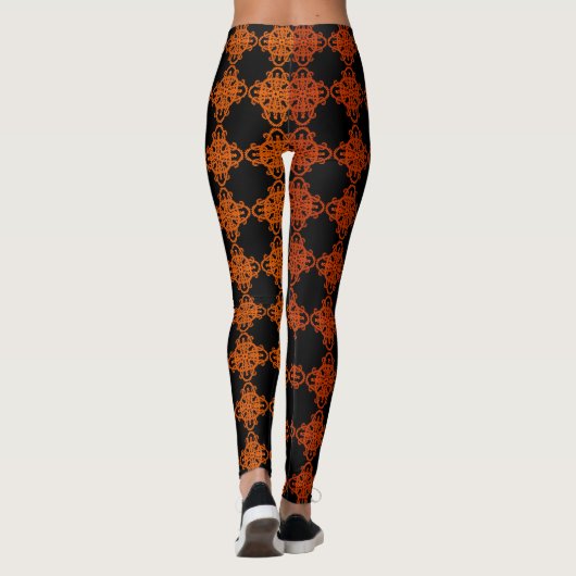 Leggings Orange Et Noir (Dos)