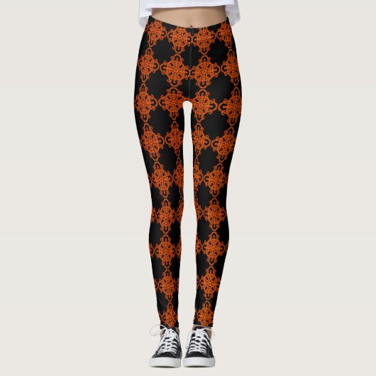 Leggings Orange Et Noir (Devant)