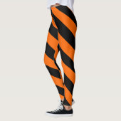 Leggings Orange et noir Halloween sorcières rayures (Gauche)