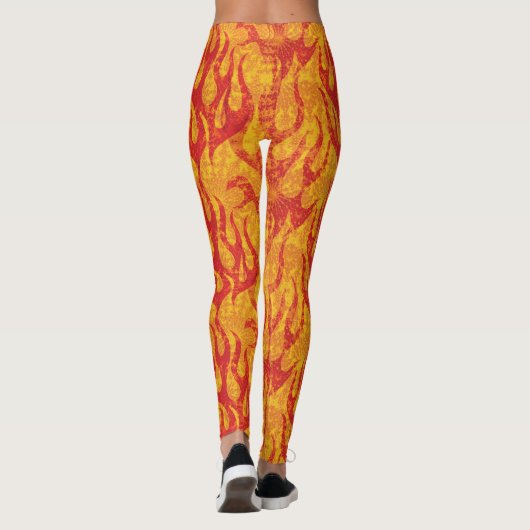 Leggings Orange et rouge flambe la fractale (Dos)
