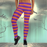 Leggings Orange et violet rayé<br><div class="desc">Légendes d'Halloween rayées pour les femmes. Faites passer la joie autour de vous pendant la saison d'automne avec un peu de couleur !</div>