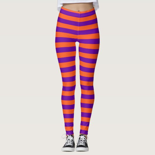 Leggings Orange et violet rayé (Devant)