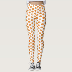Leggings Orange Evil Jack O'Lantern Motif Halloween