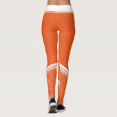 Leggings Orange floral blanc rayures et nom girly moderne (Dos)