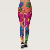 Leggings Orange floral coloré mignon (Dos)