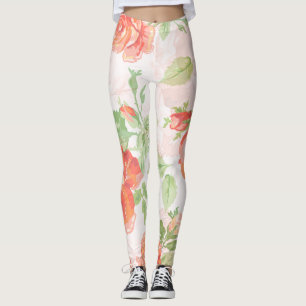 Leggings Orange floral rose fiançailles