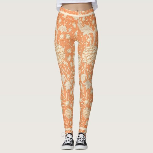Leggings Orange Floral William Morris (Devant)