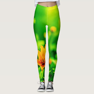 Leggings Orange Flower Bokeh Sunny