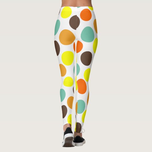Leggings Orange, Jaune, Brown, Points Bleus (Dos)