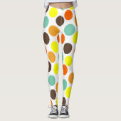 Leggings Orange, Jaune, Brown, Points Bleus (Devant)