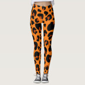 Leggings Orange Leopard Cheetah Skin Imprimer Motif (Devant)
