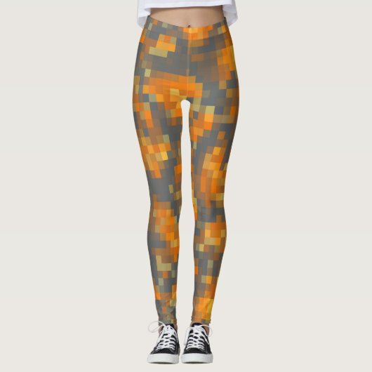 Leggings Orange Mustard Navy Turquoise rayé (Devant)