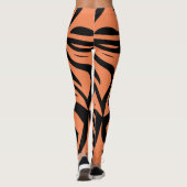 Leggings Orange Noir Abstrait Zèbre Imprimer Légendes Femme (Dos)