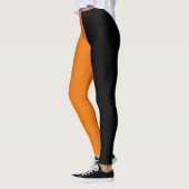 Leggings Orange Noir Deux Tons Moitié Couleur Fractionnemen (Gauche)