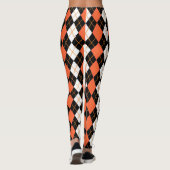 Leggings Orange noir Jacquard blanc Diamant Design (Dos)