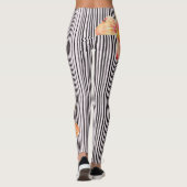 Leggings Orange noire/blanche de rayures verticales fleurit (Dos)