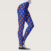 Leggings Orange On Blue Polka Dots Pattern Design 