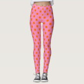 Leggings Orange On Rose Pois Design Motif (Devant)