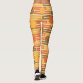Leggings Orange, Or, Rectangles Brown et cercles (Dos)