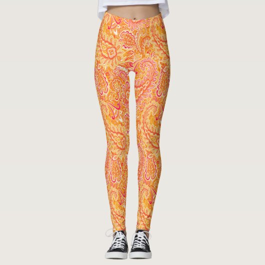 Leggings Orange Paisley (Devant)