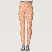 Leggings Orange Peigne Avec Motif Crochet Blanc (Devant)