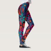 Leggings Orange rose violet Turquoise Floral (Droite)