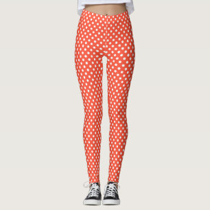 Leggings Orange, Rouge, point de polka en terre cuite