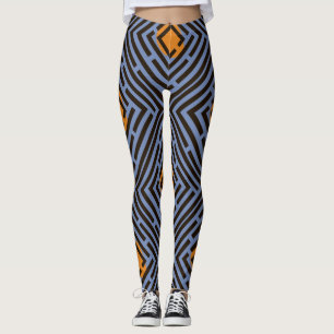 Leggings Orange Spot Black Labyrinthe Motif Couleur personn