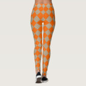 Leggings Orange Taupe Checker Diamond Pattern (Dos)