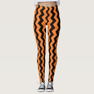 Leggings Orange Zigzag Design You Choose Background Colour