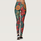 Leggings Oranges de Noël moderne Feuilles (Dos)