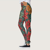 Leggings Oranges de Noël moderne Feuilles (Gauche)